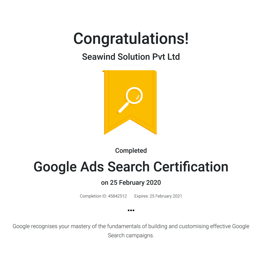Google Ads Search Certifcation